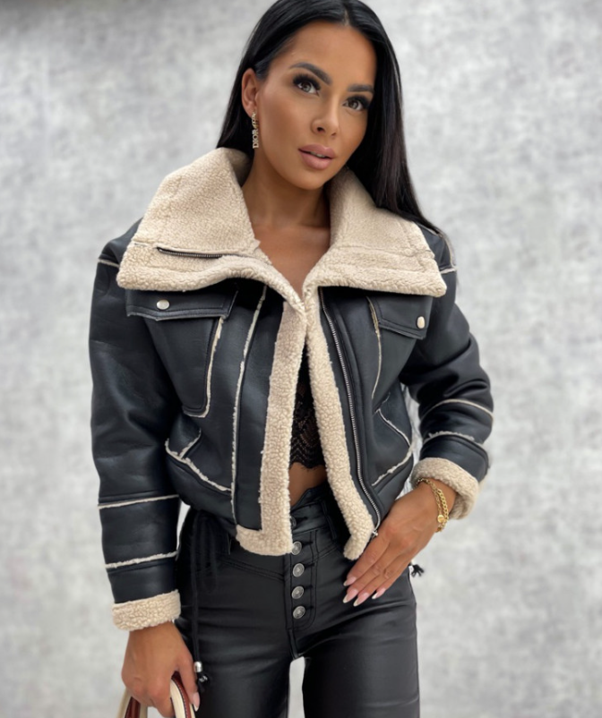 Emilia™ Eleganz-Lederjacke mit Fleecefutter